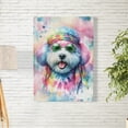 thumbnail image 2 of Hippie Bichon Frise Portrait Watercolor Tie-Dye Vintage Styles Vertical Matte Canvas Poster Bichons Dog Lovers Gifts Idea Wall Art Home Decor - 00014, 2 of 5