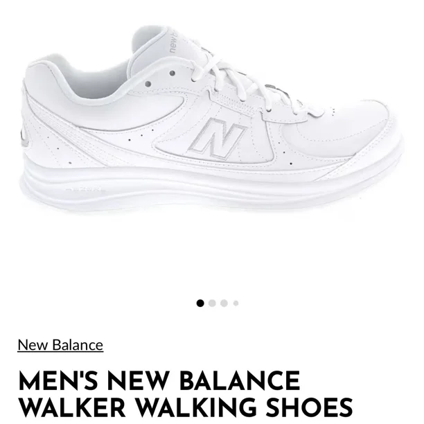 New Balance Walking Shoes White Leather Lace-Up Comfort 4E