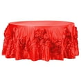 thumbnail image 1 of 1 Pc, Large Rosette Flower Tablecloth 120" Round - Red For Wedding Cake Tables, Wedding Tablecloths, Quinceaneras, Bridal Showers, Or Special Event, 1 of 1