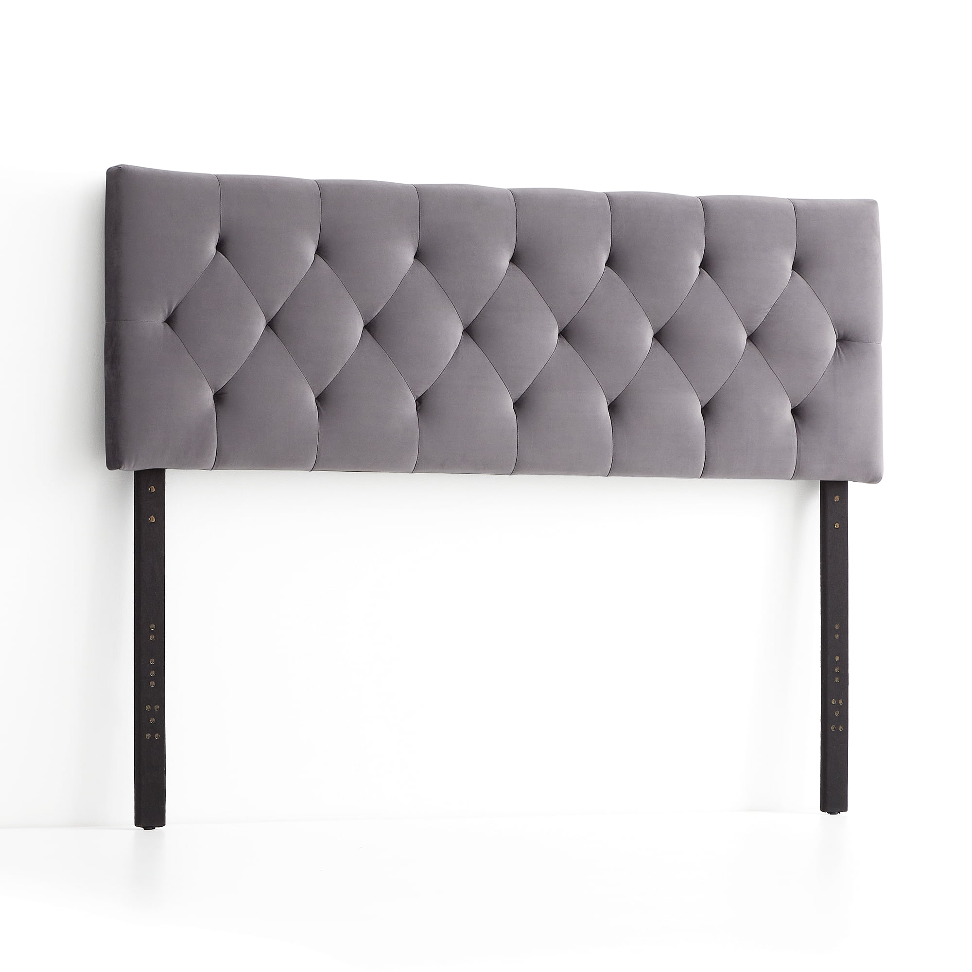 Rest Haven Raleigh Tufted Velvet Upholstered Headboard, Queen, Gray