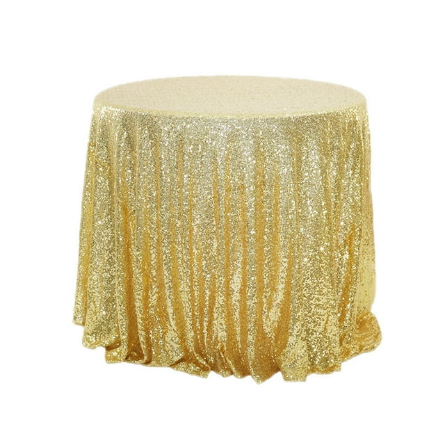 XmhyTop-A Mantel circular de poliéster de 120 x 120 cm para mesa de postres, 1 pieza, dorado