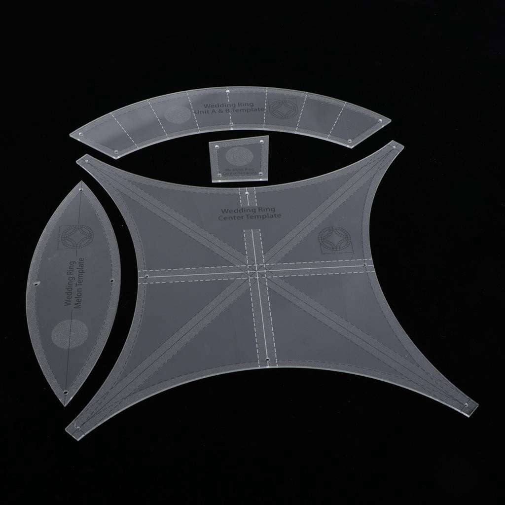 HOMYL 4pcs Creative Grid Double Wedding Ring Template Dressmaker Sewing Quilting Ruler