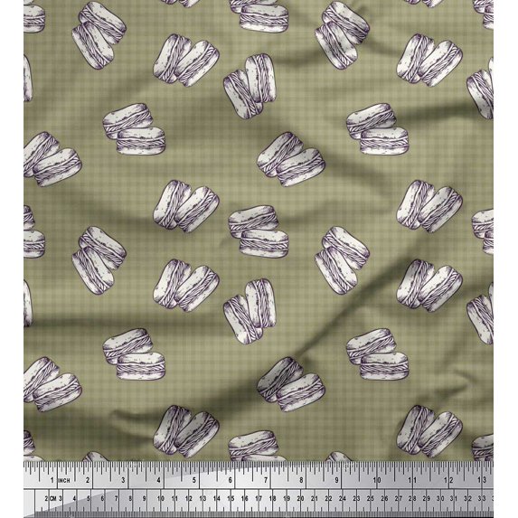 Soimoi Green Velvet Fabric Check & Burger Food Decor Fabric Printed Yard 58 Inch Wide