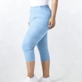 thumbnail image 6 of Plus Size Capri Leggings for Women Slim Fitted Yoga Pants Tummy Control Workout Ribbed Cropped Slacks Light Blue 5XL, 6 of 6