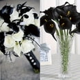 thumbnail image 4 of Ramo de novia artificial de 13.5 pulgadas con 10 flores negras de Halloween, calas de tacto auténtico, ideal for bodas y decoración del hogar., 4 of 7