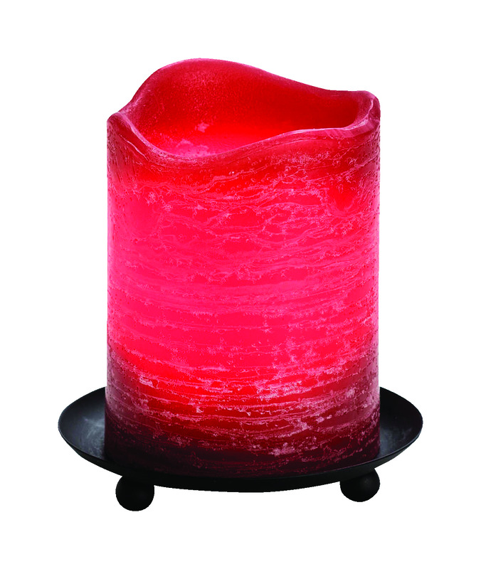 Sterno Home Inglow Flameless Real Wax LED Candle Red 4''