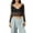 Black, variant on Musuos Women Crop Lace Tops See-Through Long Sleeve V Neck Basic Shirt Casual Pullover