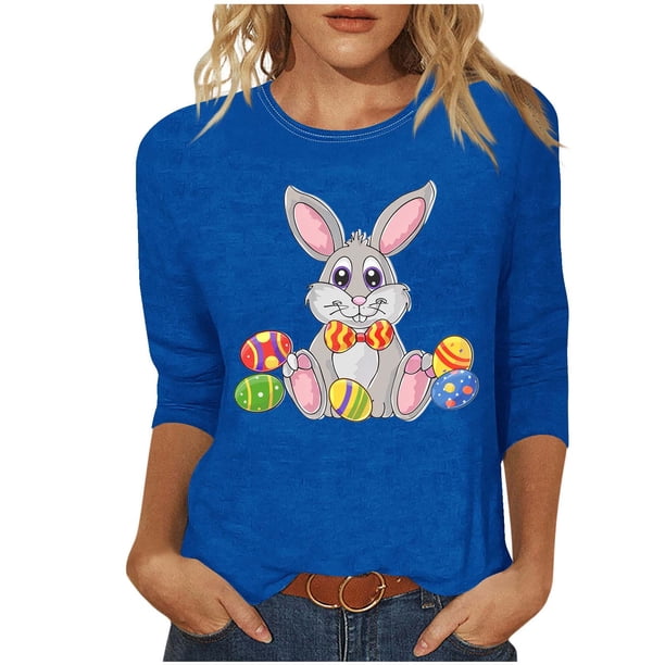 Camisetas Casuales de las Mujeres Impresas 3/4 Manga Cuello Redondo Blusa, Moda Ligera Superior para el Hogar Y el Uso Diario, Cómoda Imitación de la Tela Del Estante