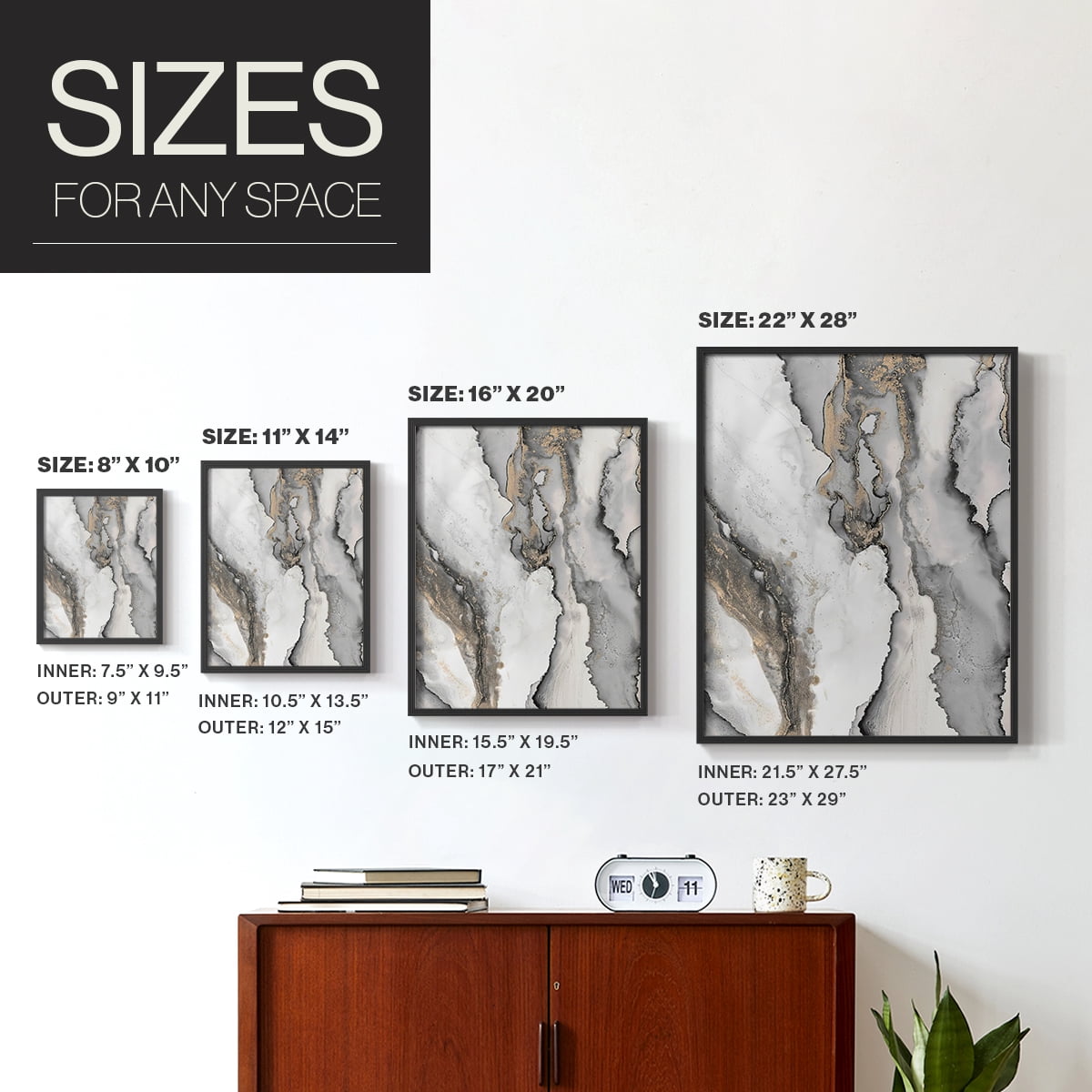 Abstract Ink Fantasy III in Paper Solid Wood 8 x 10 Framed Print
