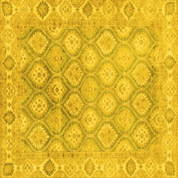 Ahgly Company Indoor Square Oriental Yellow Traditional Area Rugs, 3' Square