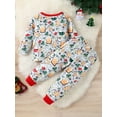thumbnail image 4 of Bagilaanoe 2Pcs Toddler Baby Girl Boy Christmas Outfits Cartoon Print Long Sleeve Pullover Tops + Trousers 6M 12M 18M 24M 3T 4T Kids Fall Long Pants Set, 4 of 9
