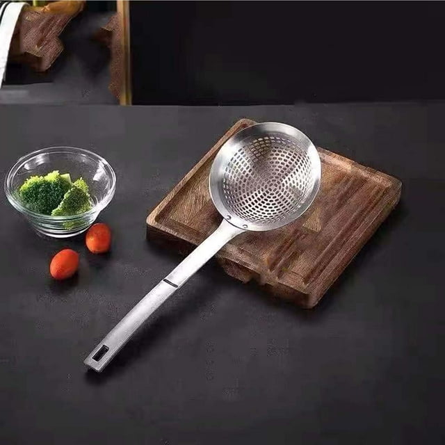 Stainless Steel Fine Mesh Skimmer Spoon for Soup, Oil, and Broth Straining