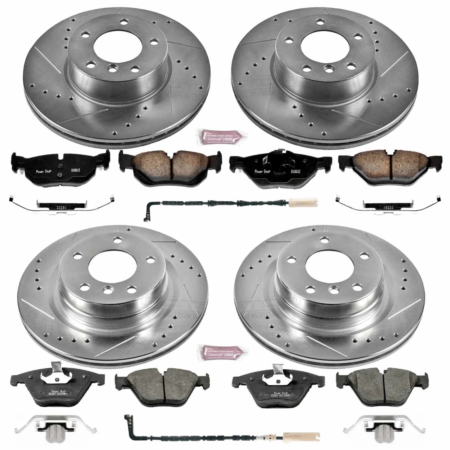 PowerStop Front and Rear Z23 Evolution Sport Carbon-Fiber Ceramic Brake Pad and Drilled & Slotted Rotor Kit Fits: BMW Select Models K4107