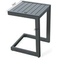 thumbnail image 2 of Ulax furniture Aluminum Patio Snack Side Table C Shaped Outdoor End Table Outside Small Table (Dark Grey), 2 of 9