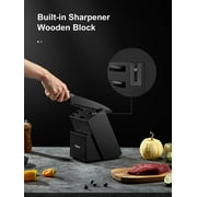 Yabano 14 Pieces Stainless Steel Knife Set with Built-in Wooden Block, Black