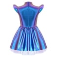thumbnail image 4 of iiniim Girls Space Alien Dress Cap Sleeve Metallic Holographic A Line Tutu Dress Set Outer Space Outfits Colorful Silver 12, 4 of 7