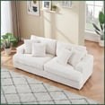 thumbnail image 3 of Cozy Teddy Fleece 71.7-Inch 3-Seater Sofa Bed with 2 Throw Pillows for Living Room Bedroom, 3 of 10