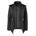 thumbnail image 3 of Women's Down Alternative Quilted Midlength Vestee Puffer Jacket Plush Lined Hood- Black (Medium), 3 of 7