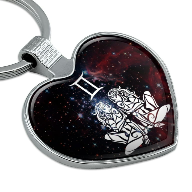 Gemini Twins Zodiac Sign Horoscope in Space Heart Love Metal