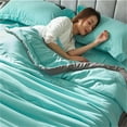 thumbnail image 2 of 71x87IN Bed Cooling System, Summer Solid Color Simple Design Cotton Cool Quilt Breathable Dual-Sided Summer Comforters Soft Lightweight Cold Blankets, for Sofa, Couch, Bed, Camping, Travel, 2 of 9