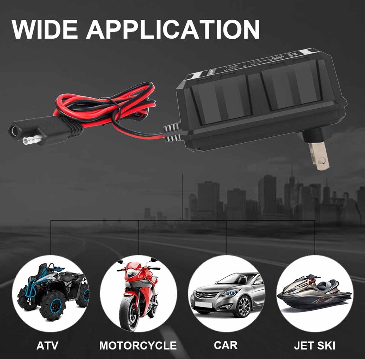 Universal AWBEEPZ1-1 Battery Charger Maintainer 1.5A 6V/12V/14.4V for Lead Acid LiFePO4 Batteries