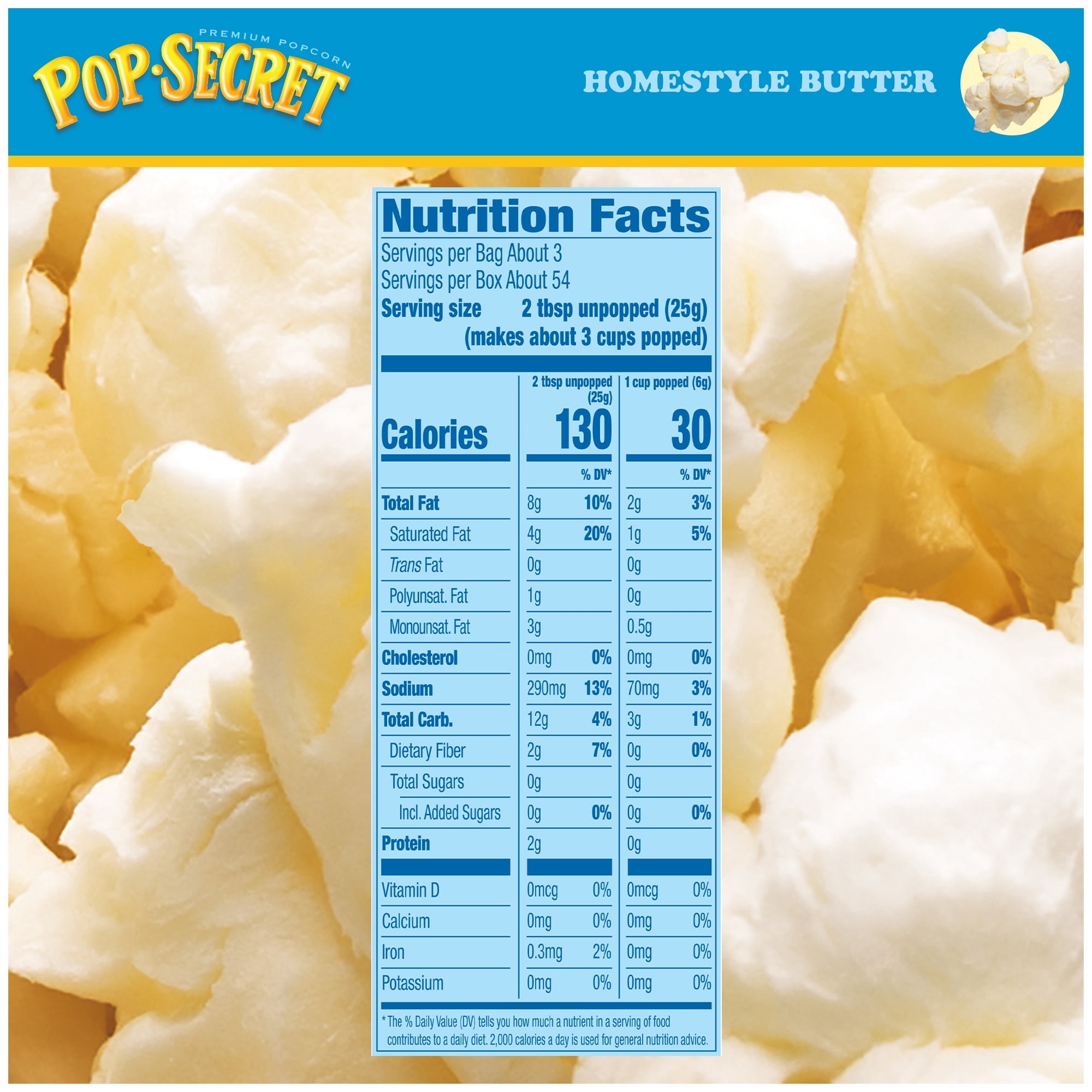 (4 pack) Pop Secret Microwave Popcorn, Homestyle Butter Flavor, 3 oz Sharing Bags, 18 Ct