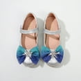 thumbnail image 6 of LNMQLPDBS Toddler Girl Dress Shoes Gradient Tulle Bowknot Decoration Shining Dance Shoes Adjustable Band Flat Anti-Slip Loafers Shoes Girls Princess Shoes for Wedding Party Blue 2.5 Years, 6 of 6