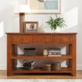 thumbnail image 2 of Hassch 48" Console Table with Open Shelves and 3 Storage Drawers, Modern Entryway Table, Behind Couch Table for Living Room, Hallway, Brown, 2 of 9
