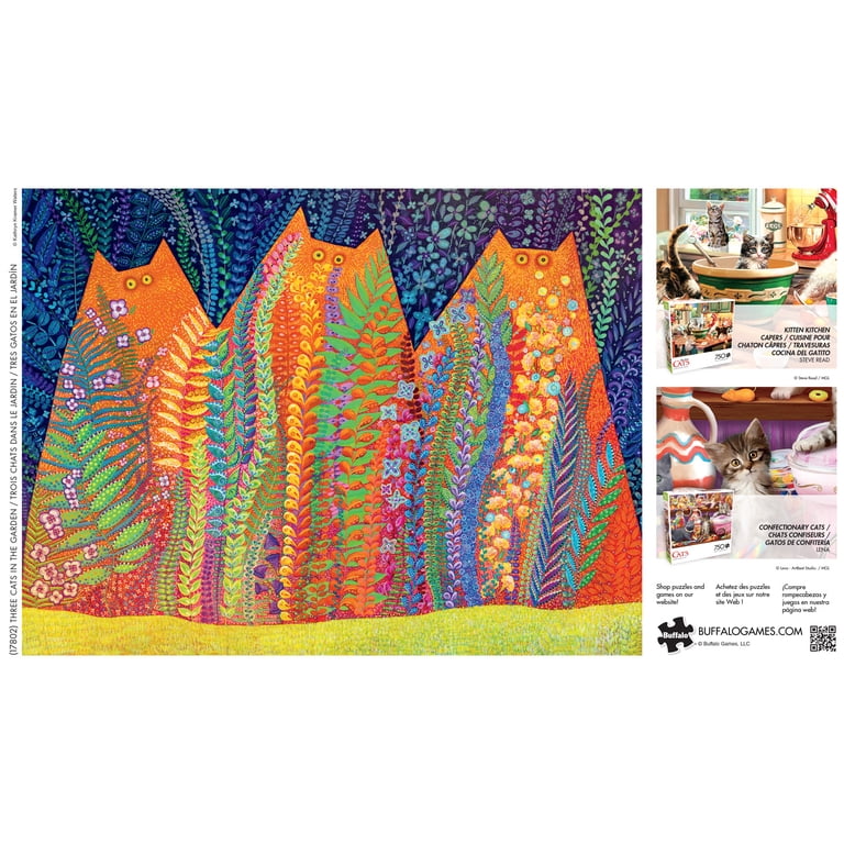 Buffalo Games Three Cats in the Garden 750-Piece 24 x 18-Inch