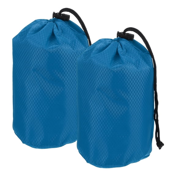 Uxcell Stuff Sack, Waterproof Ditty Bags Storage Sacks Portable Outdoor Ultralight Drawstring Dry Stuff Bag Gear with Toggle 4x8In & 2 Pack & Sea Blue for (Backpacking Camping Hiking)