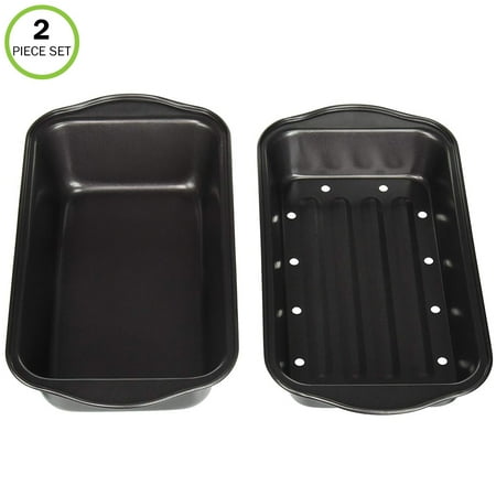 

Evelots Meatloaf Pan-Drains Fat-Non Stick-Cooking/Baking-More Flavor-2 Piece Set