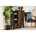 thumbnail image 3 of Baxton Studio Two-Tone Walnut Brown and Grey Finished Wood 1-Door Shoe Cabinet, 3 of 13