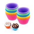 thumbnail image 1 of Pack de 24 moldes de horneado de cupcakes de silicona reutilizables, de 2.75 pulgadas, sin adherencia, para fiestas de Halloween y Navidad, en 6 colores arcoíris (pack de 24, multicolor), 1 of 3