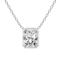 Diamond Pendant Necklace| 6 Ct IGI Certified Radiant Shape Lab Grown Diamond | Globe Slider Bezel Solitaire Lab Diamond Pendant Necklace In 14K White Gold | FG-VS1-VS2 Quality Friendly Diamonds