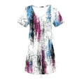 thumbnail image 5 of Roncen Women's Printed Short Sleeve V-Neck Dress with Pockets and Tie-Waist Design - Casual Flowy Midi-Length Dress for Daily Wear or Vacation Outfits, 5 of 6