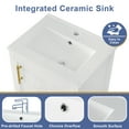 thumbnail image 5 of 20" Bathroom Vanity with Sink, Free Standing Vanity Organizer with Soft Closing Door and Open Shelf, Solid Wood Single Storage Cabinet, White, 5 of 7