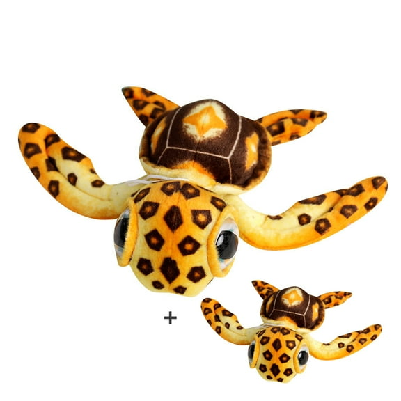 2Pcs Tortoise Plush Toy，Stuffed Animal Cute Plush Sea Turtle Cartoon Plush Doll for Birthday，Orange Brown