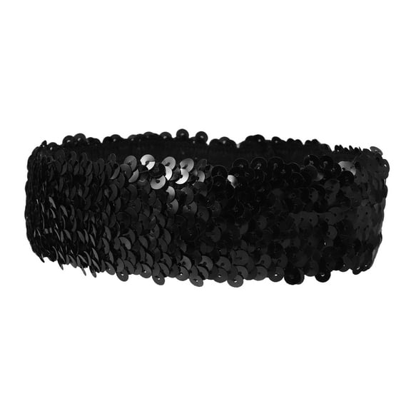 SOPOTUTU 1Pc Black Sequin Headband Sports Hairband Elastic Glitter Headwear for Active Use