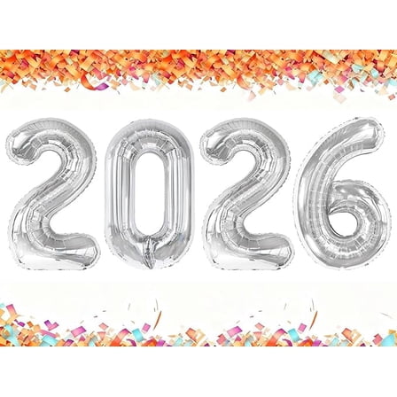 40 Inch Foil Number Balloons – 2026  Mylar Helium Balloons for Birthday, New Year, Anniversary, Wedding & Party Decorations