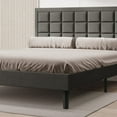 thumbnail image 4 of BONSOIR FULL Size Bed Frame Upholstered Modern Low Profile Platform with Tufted Headboard No Box Spring Needed Linen Fabric Charcoal Gray, 4 of 7