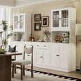 thumbnail image 3 of RichYa 4Pcs Kitchen Pantry Storage Cabinet Set,Modular Furniture Cabinets with Display Glass Doors,Hutch Buffet Cabinet with Drawers & Countertop for Dining Room,White, 3 of 9