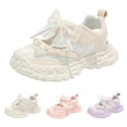 thumbnail image 2 of GiLiling Girls Closed-Toe Sandals, Breathable Mesh Synthetic Upper Pearl Bow Detail Adjustable Ankle Strap Non-Slip Thick Sole, Summer Casual Footwear (White, 5-5.5 Years), 2 of 8