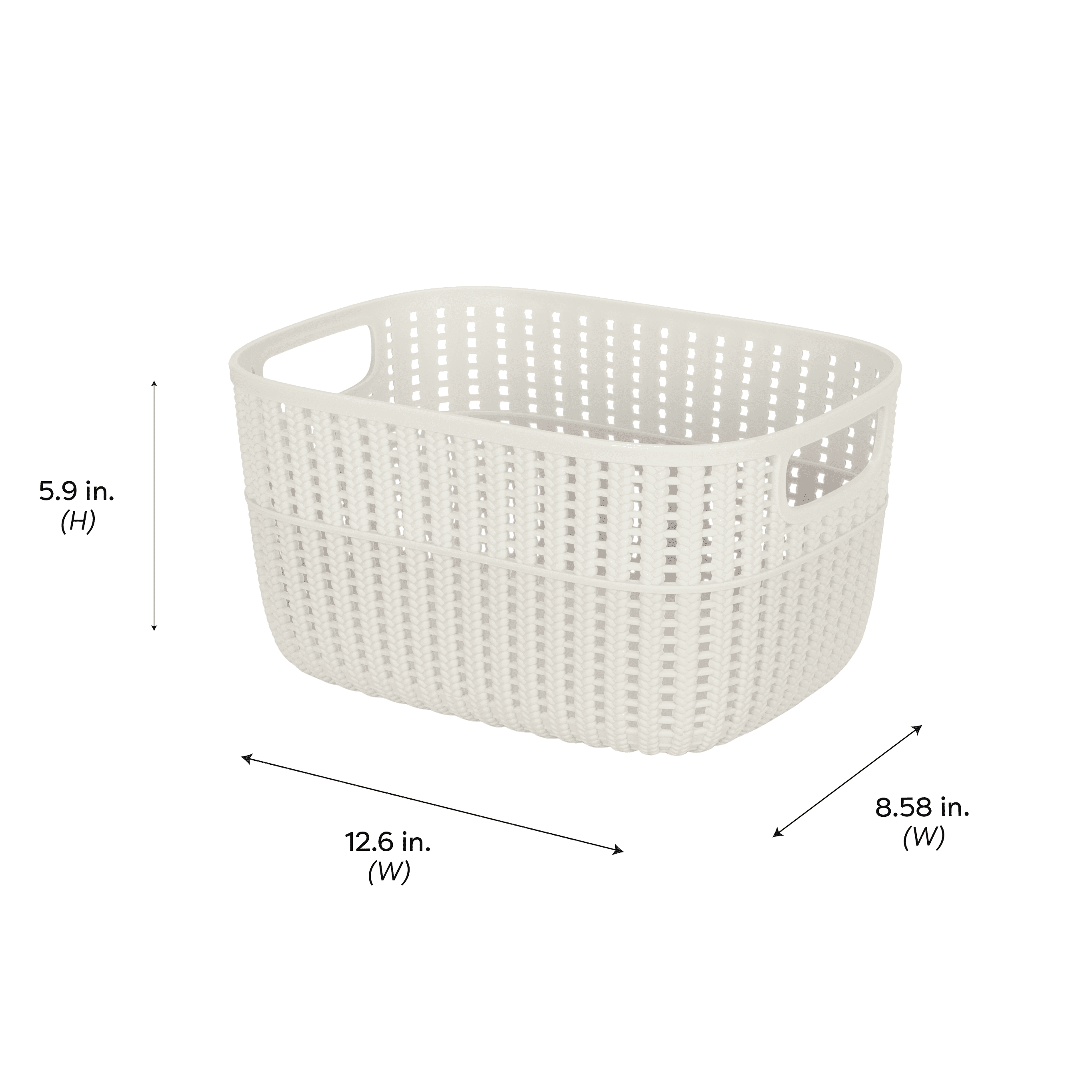 Simplify 2 Pack 2-Tone Decorative Plastic Medium Storage Basket in Ivory