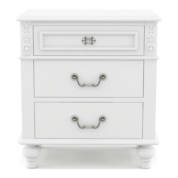 Furniture of America Mondu Traditional Wood Kids Nightstand with USB in White