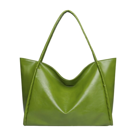 Large Capacity Tote Bag for Women Vegan Leather Casual Zipper Work Bag Lightweight Shoulder Bags Oversize Travel Purse Green