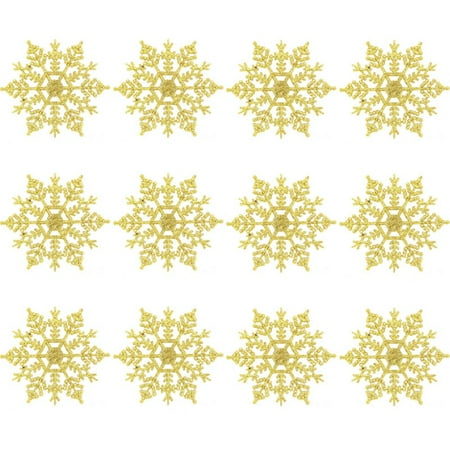Making A Christmas Tree ZEDWELL 12Pcs/Set 4-Inch Sparkly Plastic Glitter Snowflake Christmas Ornaments Xmas Tree Hanger Garland Making Decorations ()