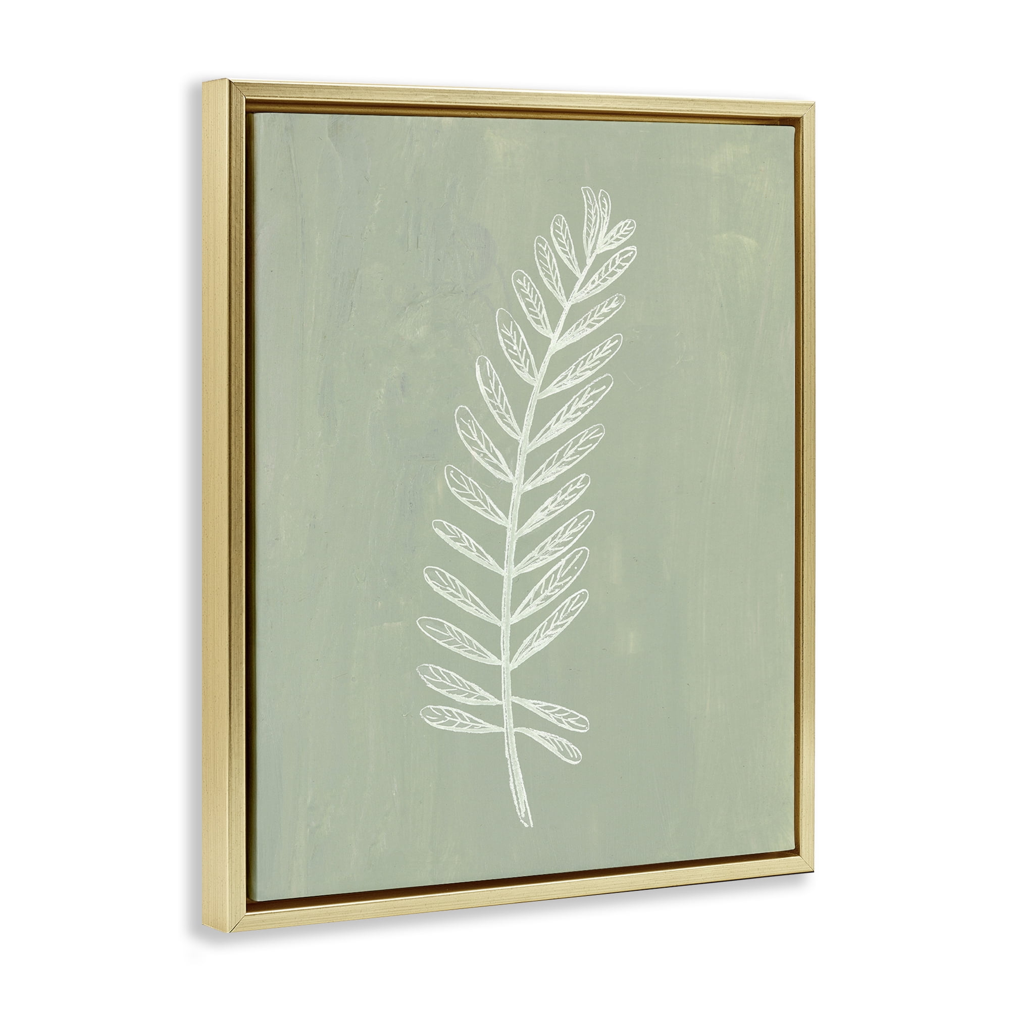 Stupell Industries Simple Fern Impression Plants & Flowers Painting Gold Floater Framed Canvas Art Print Wall Art, 25 x 31
