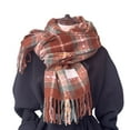 thumbnail image 5 of Splozh Winter Warm Scarf Long Women Winter Tartan Scarf Ladies Warm Blanket Pashmina Shawl Coffee,One Size, 5 of 5