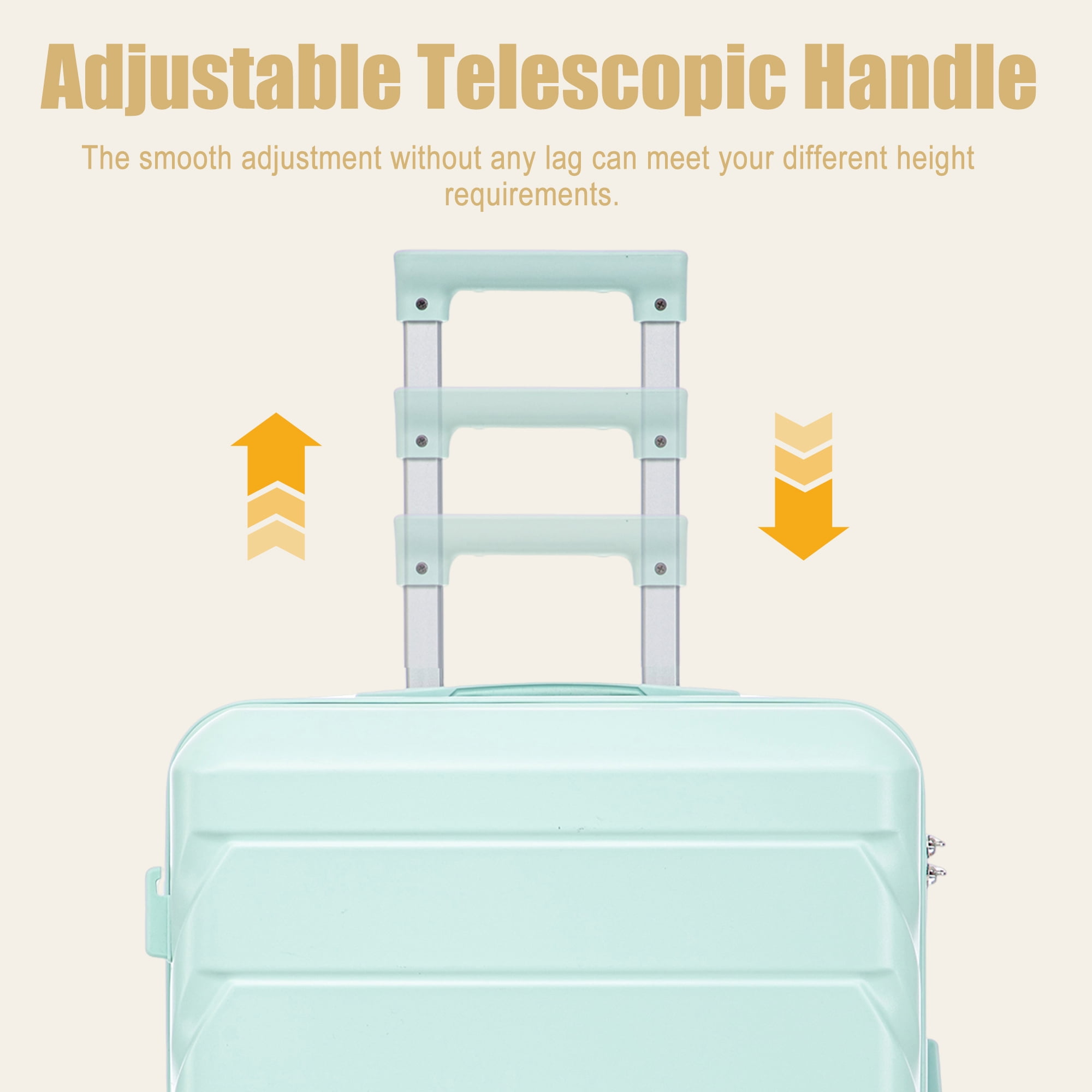 Alvantor 28inch Luggage, ABS Checked Suitcase with 4 Spinner Wheels and Side Hooks, Mint Green