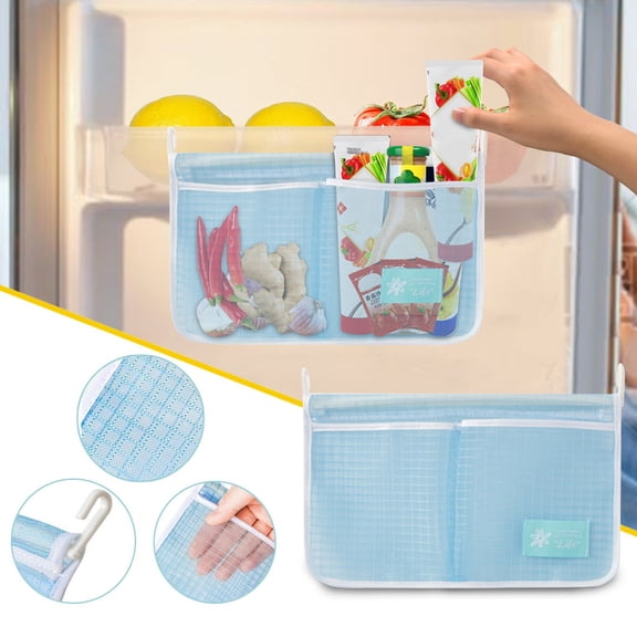 Refrigerator Door Storage Organizer | Hanging Mesh Bag | Multi-Use Container for Garlic, Scallion & Kitchen Items